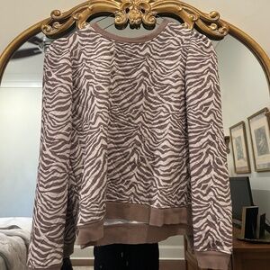 Tuckernuck Zebra Print Sweatshirt - Brown and White
